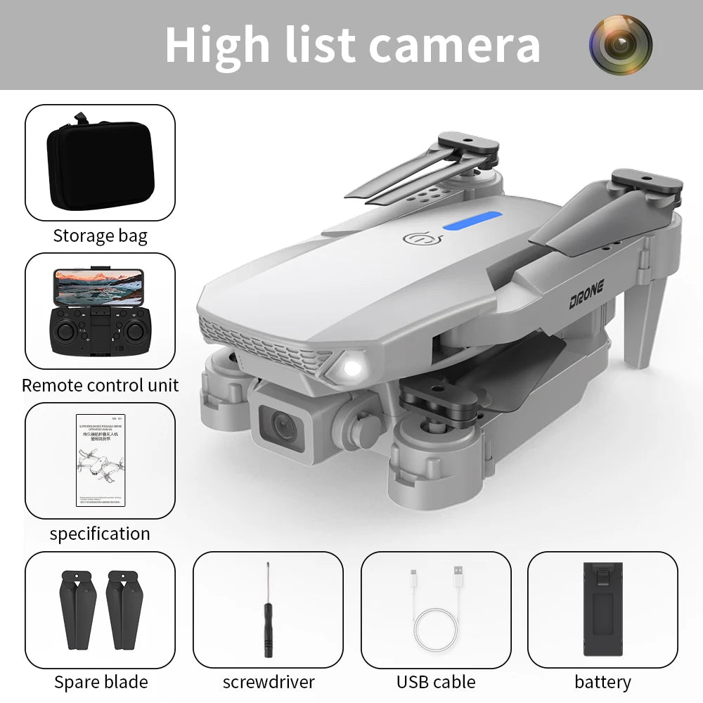 E88 Pro Brushless Drone with camera RC Drone 4K Professinal HD Camera Foldable Dron Helicopter WIFI Aerial Photography Boy Toys