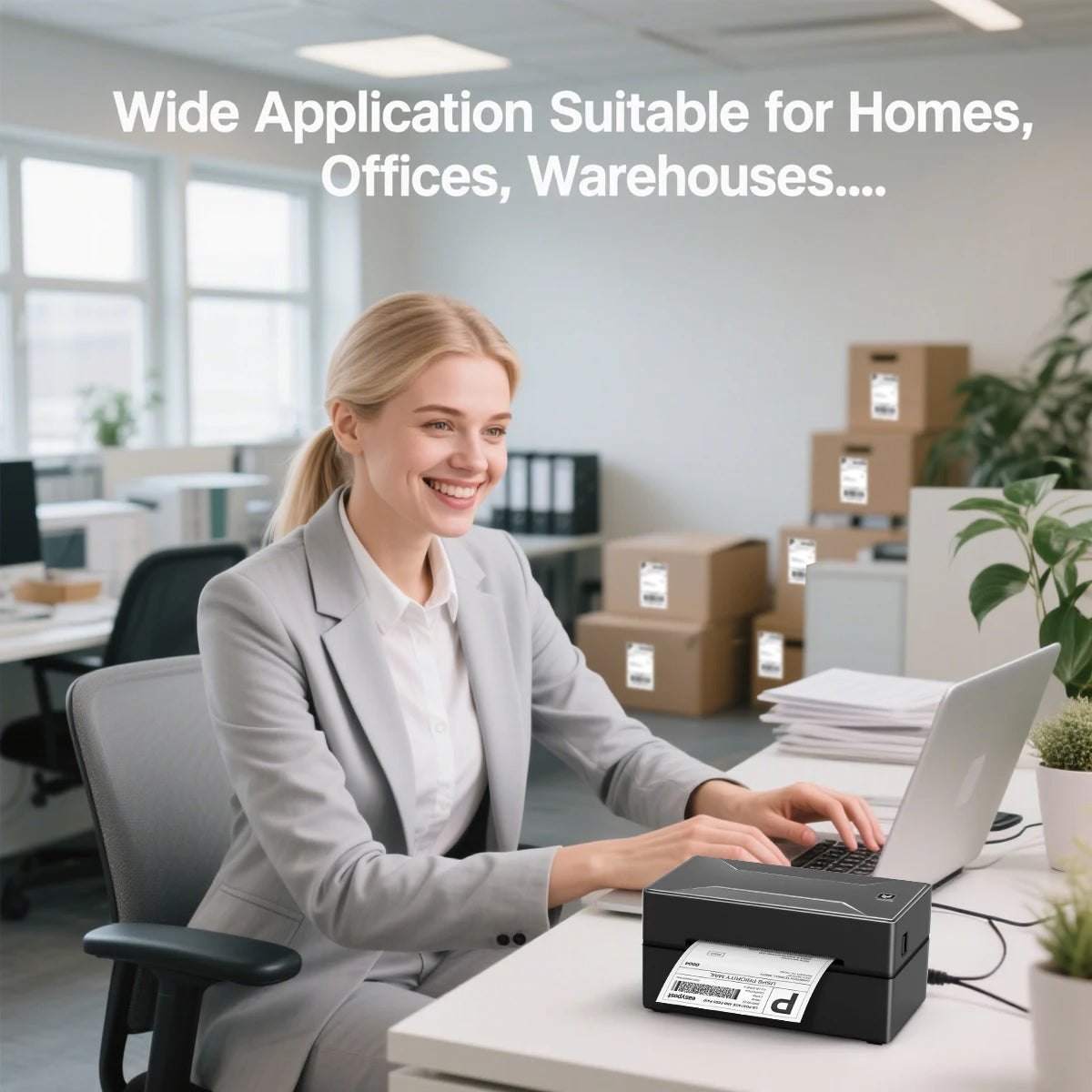 Bluetooth HD Printer D100 Black Protable Thermal Small Shipping Label Printer Compatible with iPhone Android Mac Window
