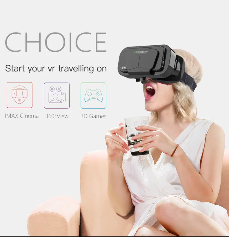 Shinecon VR Glasses 3D Headset Virtual Reality Devices Helmet Viar Lenses Goggle Smartphone Cell Phone Smart Games Mobile Viewer