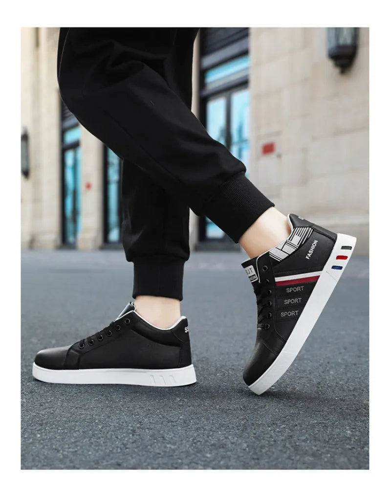 2024 New Men's Sneakers Brand Men Leather High-Top Skateboarding Shoes Breathable Hip hop Shoes Street Shoe Zapatos Para Hombres