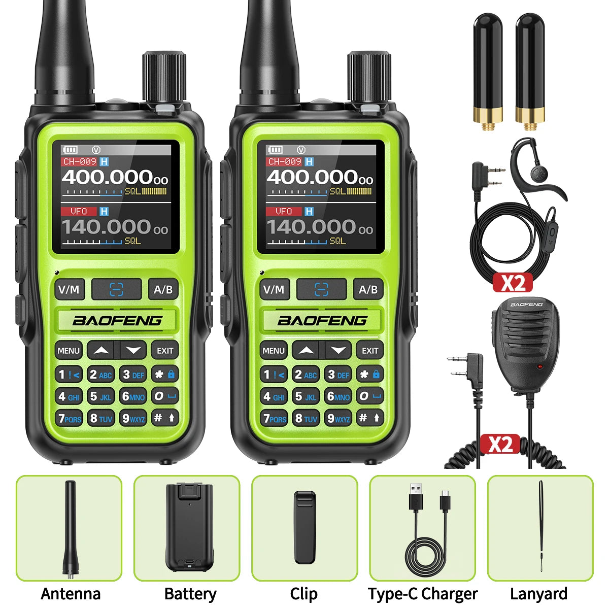 2PCS Baofeng UV-5R Mini Walkie Talkie NOAA Bluetooth Programming USB-C Charging AM Wireless Copy Frequency Full Band FM Two Way