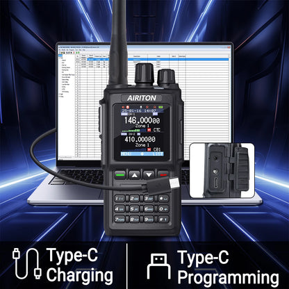 AIRITON DM-168 DMR Digital Analog  Walkie Talkie Dual Mode AES256 Encryption Amateur for AT-D168UV with Type-C Two Way Radio