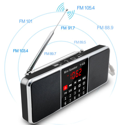 Lefon Digital FM Radio Receiver Speaker Stereo MP3 Player Support TF Card USB Drive LED Display Time Shutdown Portable Radios