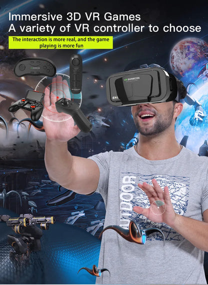 Shinecon VR Glasses 3D Headset Virtual Reality Devices Helmet Viar Lenses Goggle Smartphone Cell Phone Smart Games Mobile Viewer