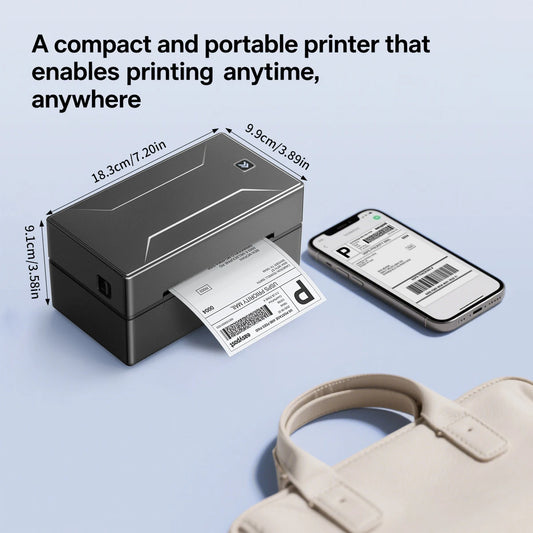 Bluetooth HD Printer D100 Black Protable Thermal Small Shipping Label Printer Compatible with iPhone Android Mac Window
