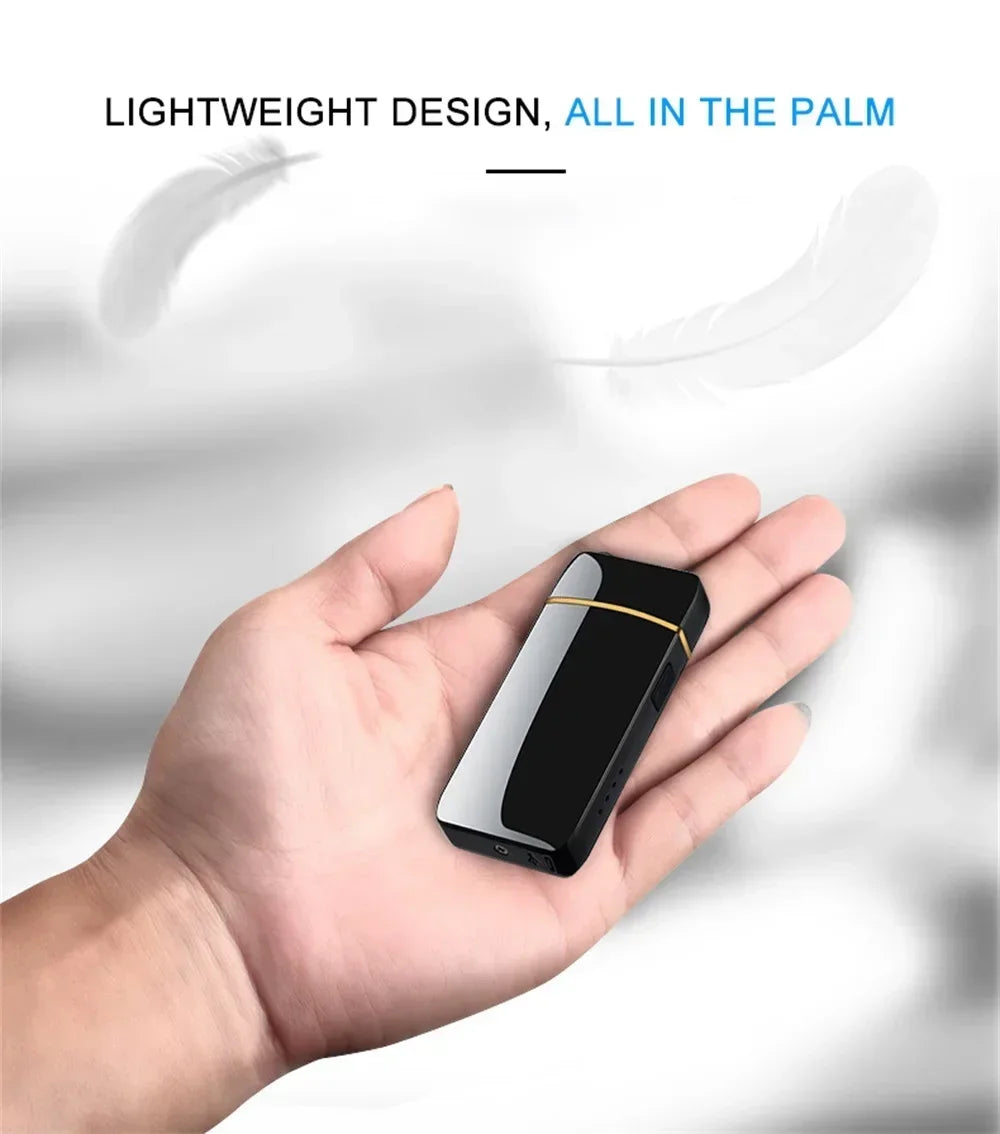 New Electric Windproof Metal Lighter Double Arc Flameless Plasma Rechargeable USB Lighter LED Power Display Touch Lighters Gift