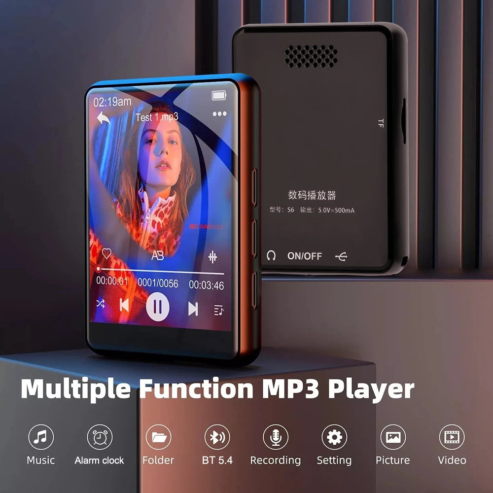 128G MP3 Player Bluetooth 5.4 HiFi MP3 Music Player Built-in Speaker 2.4inch Touch Screen MP4 Player with E-book/Video Recording