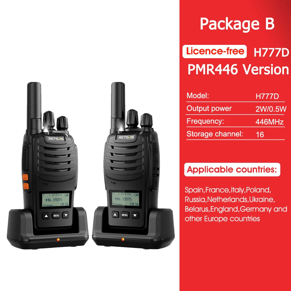 Retevis H777D (H777 Upgraded）Walkie Talkie Portable License Free LCD Display Radio Long Range Type-C Walkie-Talkies for Camping