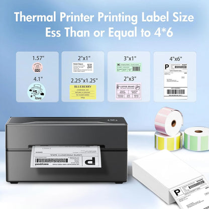 Bluetooth HD Printer D100 Black Protable Thermal Small Shipping Label Printer Compatible with iPhone Android Mac Window