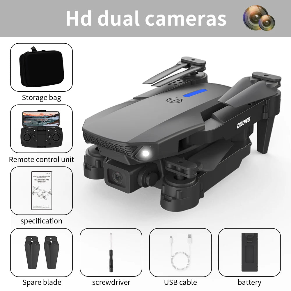 E88 Pro Brushless Drone with camera RC Drone 4K Professinal HD Camera Foldable Dron Helicopter WIFI Aerial Photography Boy Toys