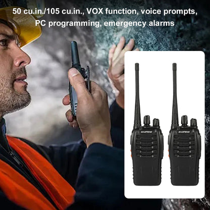2PCS BF-888S Wireless Walkie Talkie with Earphones Dual Band Walkie Talkie Ham Two Way Radio for Civil Hotel Construction Site