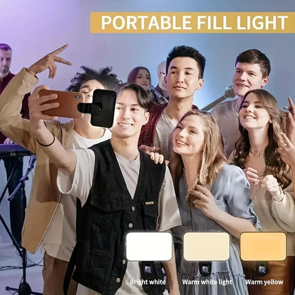 Mini Selfie Fill Light 3 Color Modes Adjustable Brightness Rechargeable Clip on Mobile Phones Computers Photography LED Lights