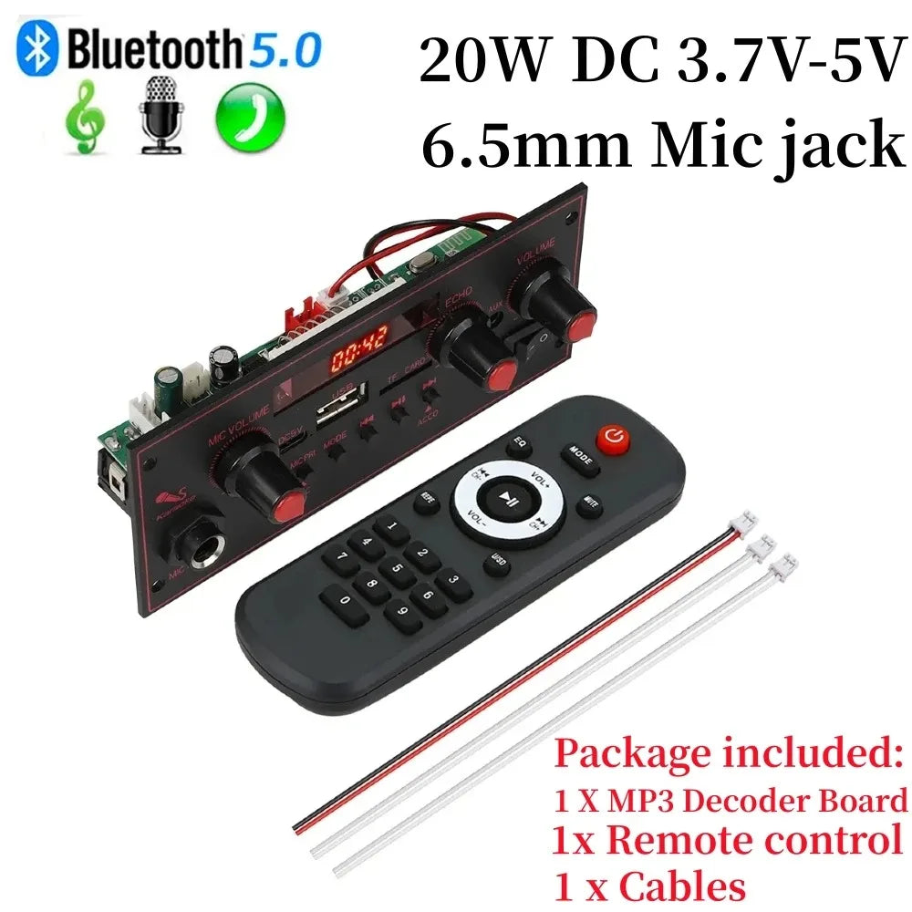 600W Bluetooth 5.0 Audio Amplifier Board D300 Dual Microphone Subwoofer Amplifier Module DC12V 24V 1CH HIFI Stereo Power AMP