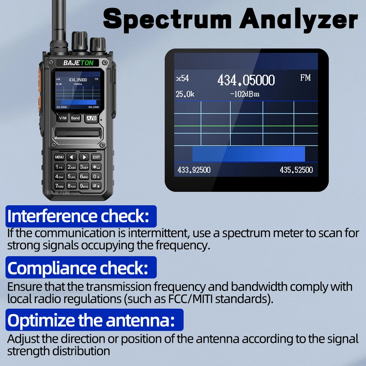 BAJETON BJ-7800 Walkie Talkie Long Range SW MW LW AM SSB CB 10W Receive Wireless Bluetooth Phone Programming NOAA Two Way Radio