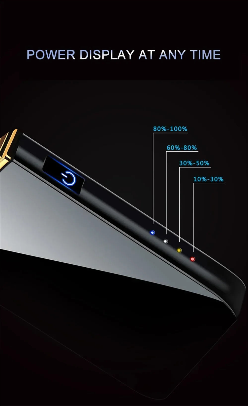 New Electric Windproof Metal Lighter Double Arc Flameless Plasma Rechargeable USB Lighter LED Power Display Touch Lighters Gift