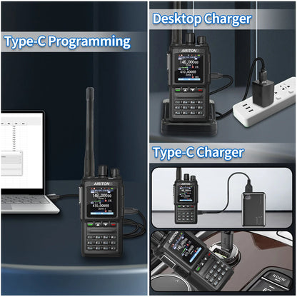 AIRITON DM-168 DMR Digital Analog  Walkie Talkie Dual Mode AES256 Encryption Amateur for AT-D168UV with Type-C Two Way Radio