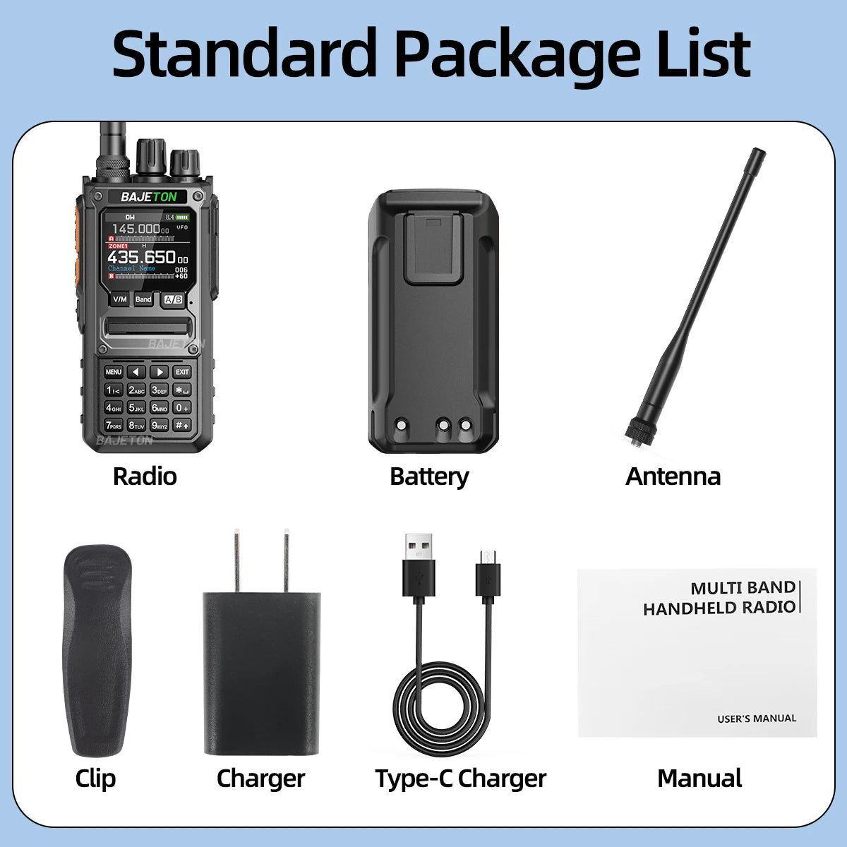 BAJETON BJ-7800 Walkie Talkie Long Range SW MW LW AM SSB CB 10W Receive Wireless Bluetooth Phone Programming NOAA Two Way Radio